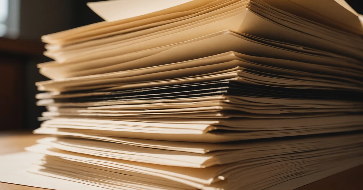 Stack of documents representing the scale of manual review work